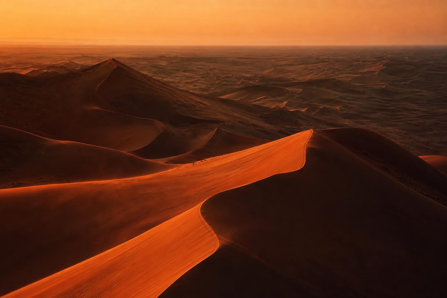 Dune du Sahara au coucher de soleil — théâtre d'opération